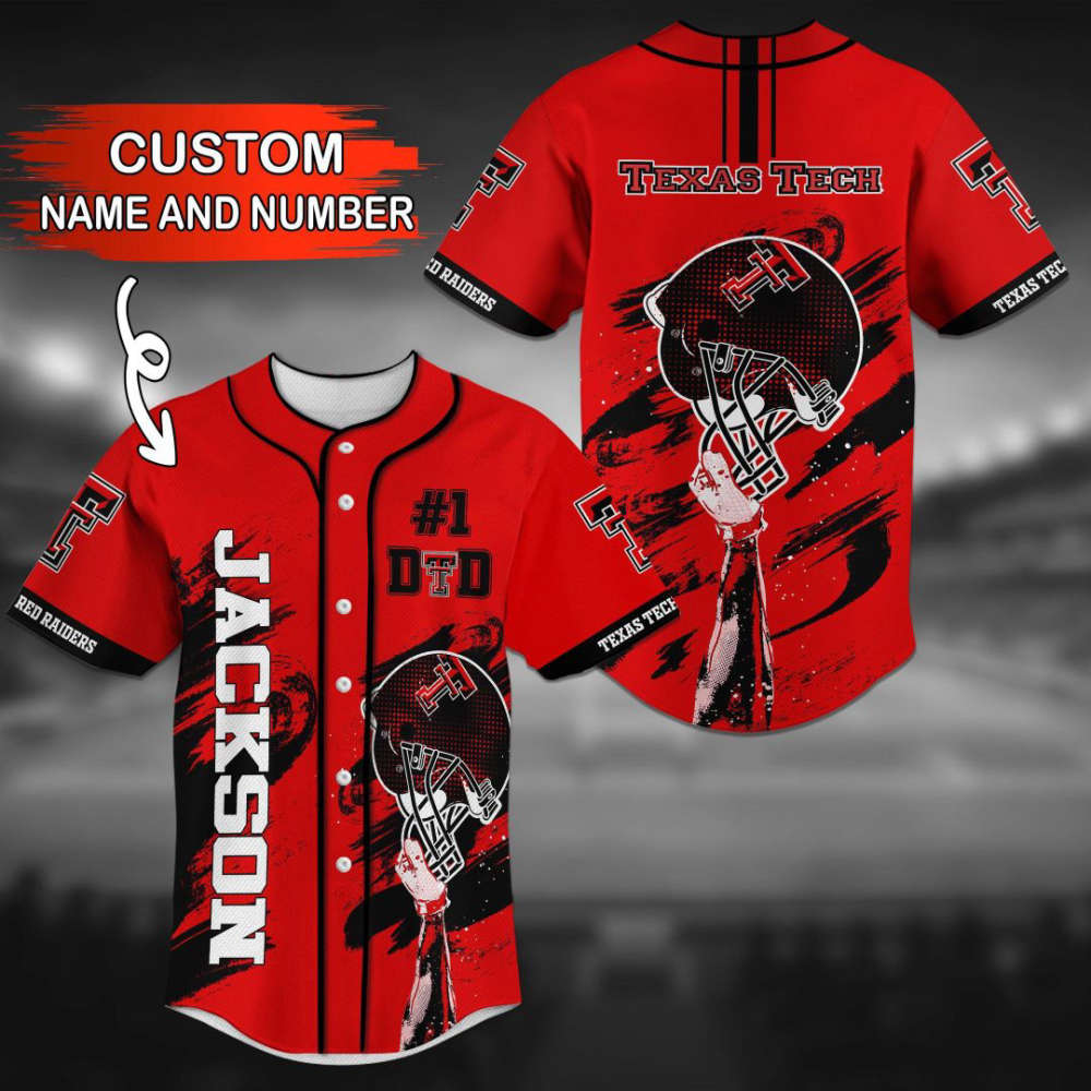 Texas Tech Red Raiders Personalized Baseball Jersey BJ0177 - lylyprint.com baseball jersey product view 2