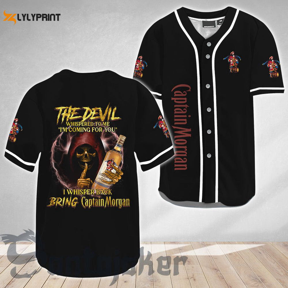 The Devil Bring Captain Morgan Baseball Jersey - lylyprint.com baseball jersey product view 1