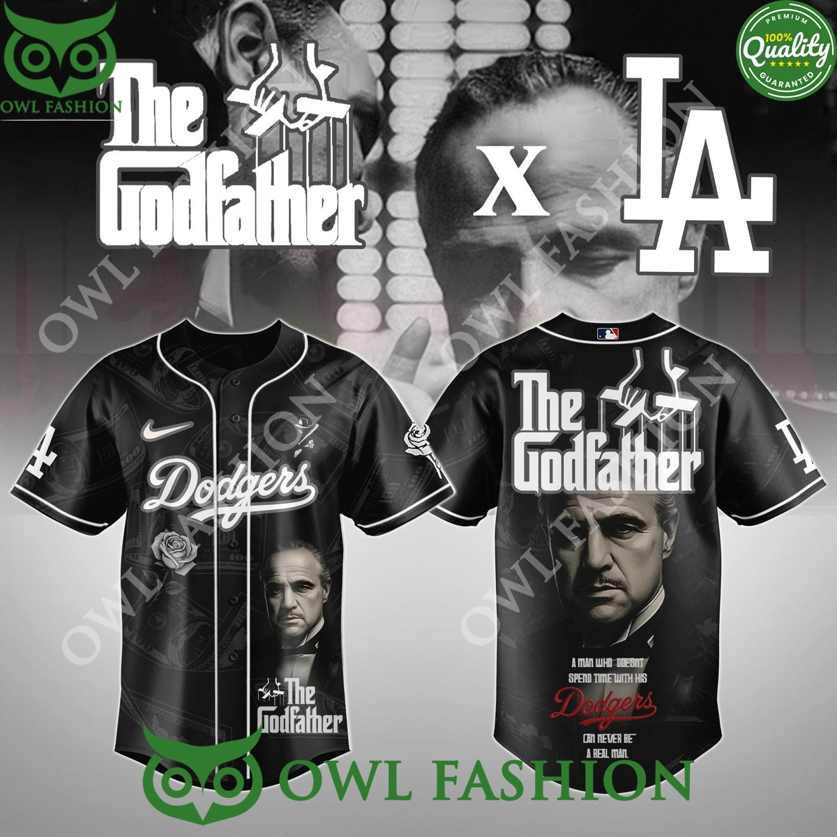 The Godfather x Los Angeles Dodgers Limited baseball Jersey shirt baseball jersey product view 1