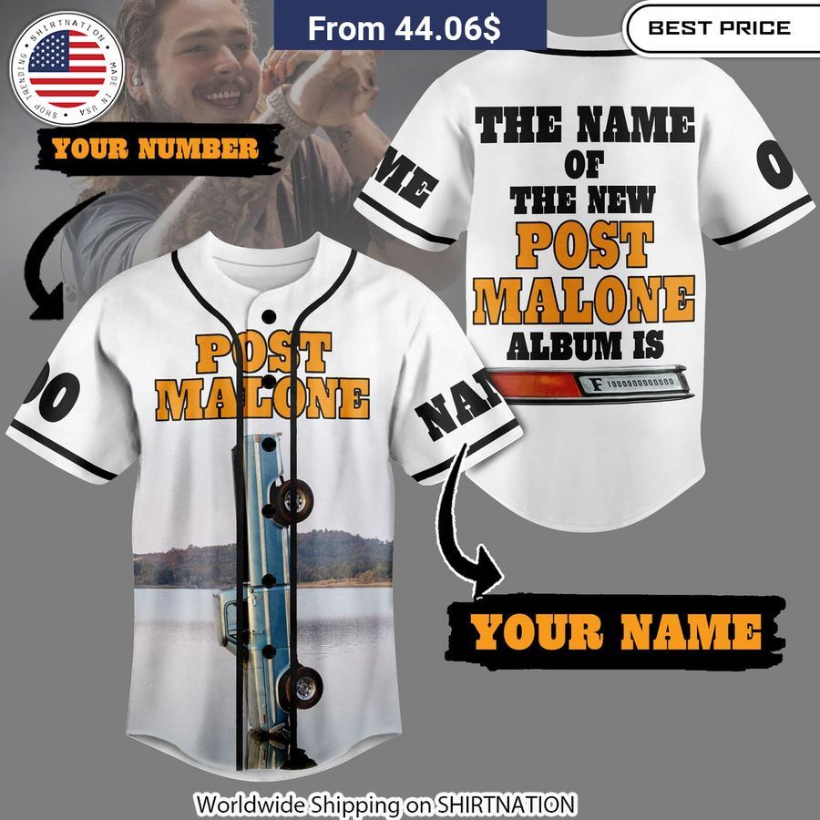 The Name Of The New Post Malone Album Is CUSTOM Baseball Jersey baseball jersey product view 1