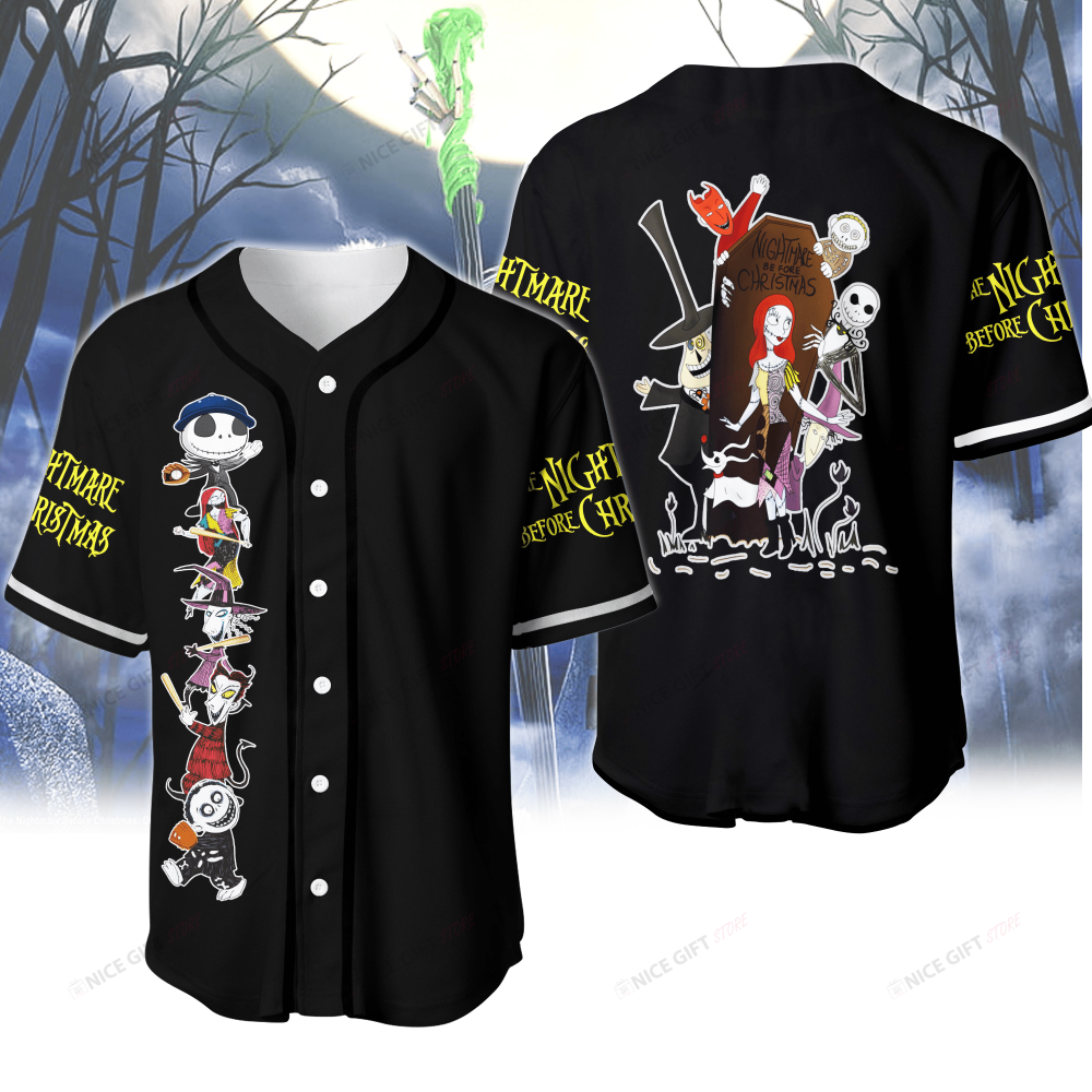 Spooky Style: Nightmare Before Christmas Baseball Jersey – Halloween Baseball Shirt baseball jersey product view 2