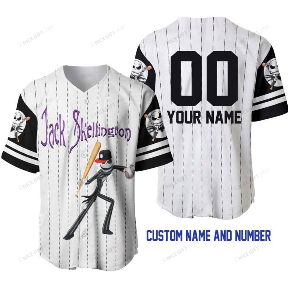 The Nightmare Before Christmas Jack Skellington Custom Name Baseball Jersey Bbj E8q7 baseball jersey product view 2