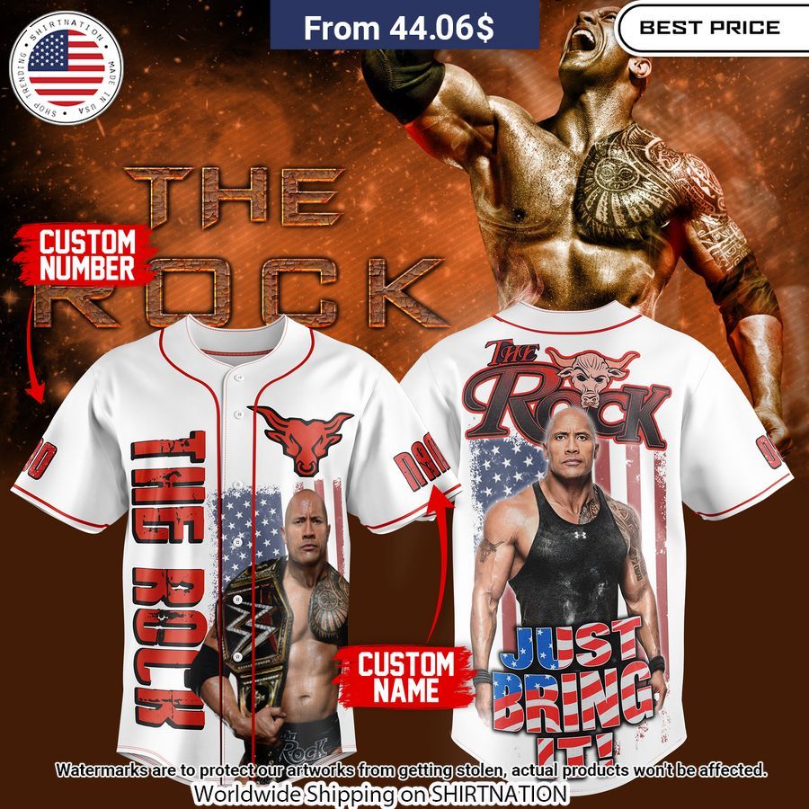 The Rock Brahma Bull Custom baseball jersey baseball jersey product view 1