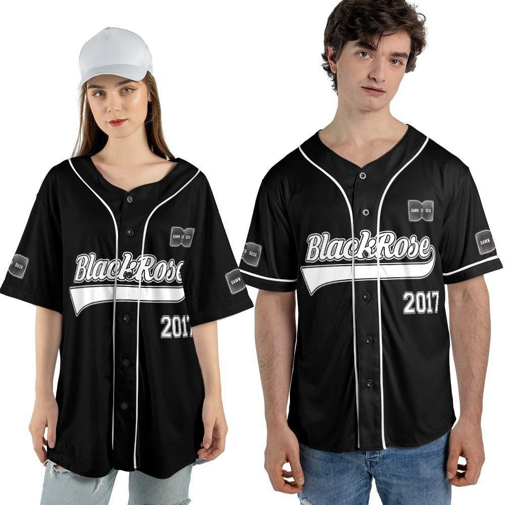 The Rose Kpop Baseball Jersey , Dawn To Dusk World Tour 2023 Baseball Jersey For Men Women - lylyprint.com baseball jersey product view 3