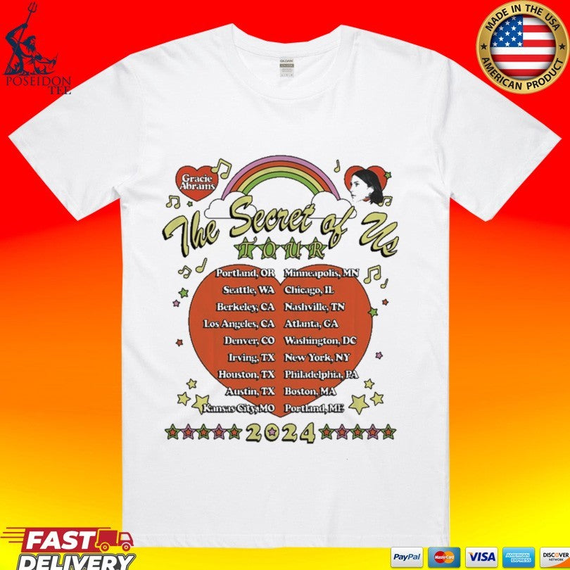 The Secret Of Us Tour 24 Dateback T-shirt Unisex T-shirt, Sweatshirt, Hoodie, Long Sleeve Tee - T-Shirt, Sweatshirt, Hoodie