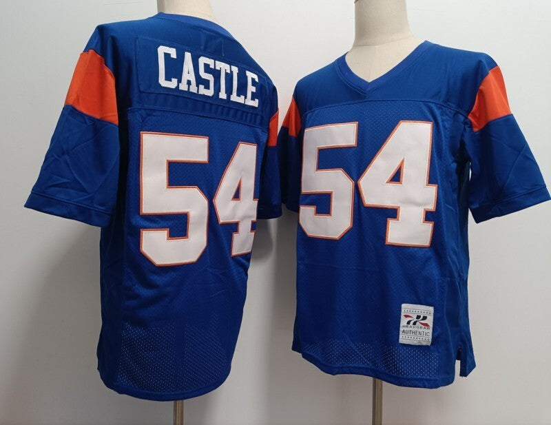 the blue mountain state movie #54 kevin castle Movie Edition Blue College Football Jersey football jersey product view 1