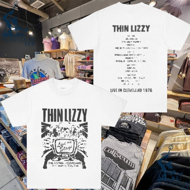 Thin Lizzy Jailbreak Flyer Cleveland Grey T-shirt Unisex T-shirt, Sweatshirt, Hoodie, Long Sleeve Tee - T-Shirt, Sweatshirt, Hoodie