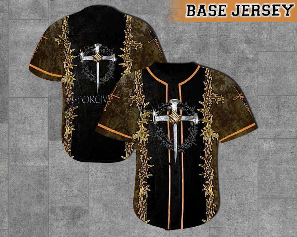 Colorful Thorn Cross Christian Baseball Jersey Adult Unisex S-5XL Full Size baseball jersey product view 2
