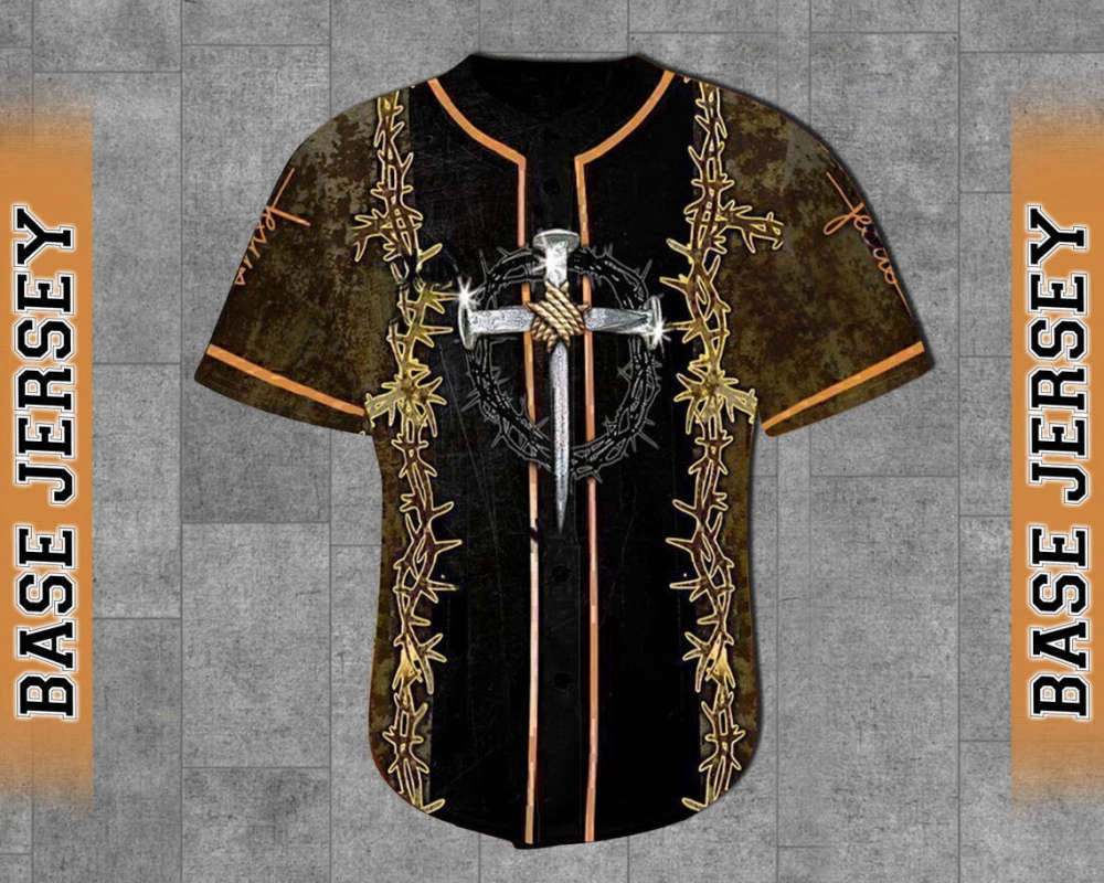 Colorful Thorn Cross Christian Baseball Jersey Adult Unisex S-5XL Full Size - Aopprinter baseball jersey product view 4