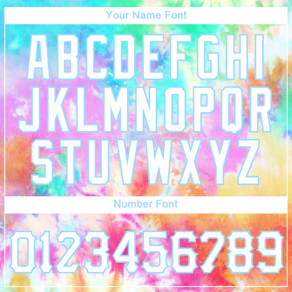 Custom Tie Dye White-Light Blue 3D Rainbow Authentic Baseball Jersey baseball jersey product view 5