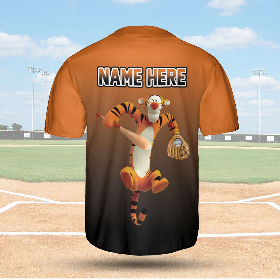 Tigger Black Orange Baseball Jersey Shirt - lylyprint.com baseball jersey product view 3
