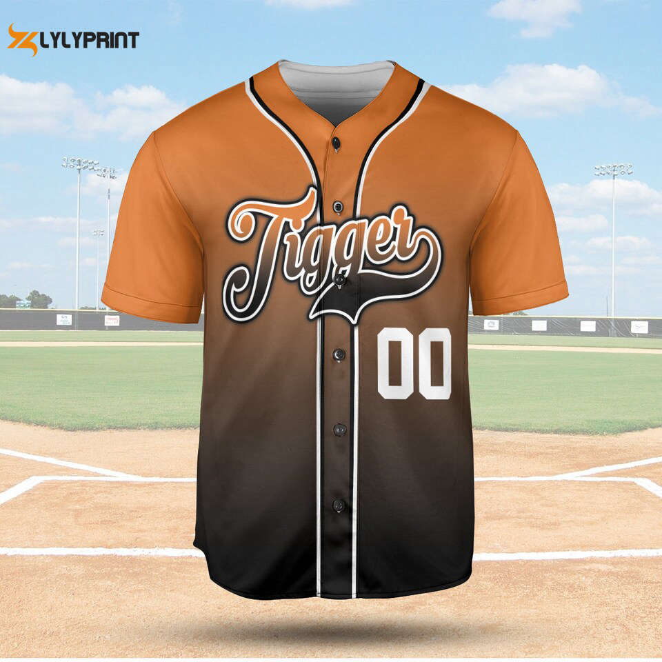 Tigger Black Orange Baseball Jersey Shirt - lylyprint.com baseball jersey product view 1