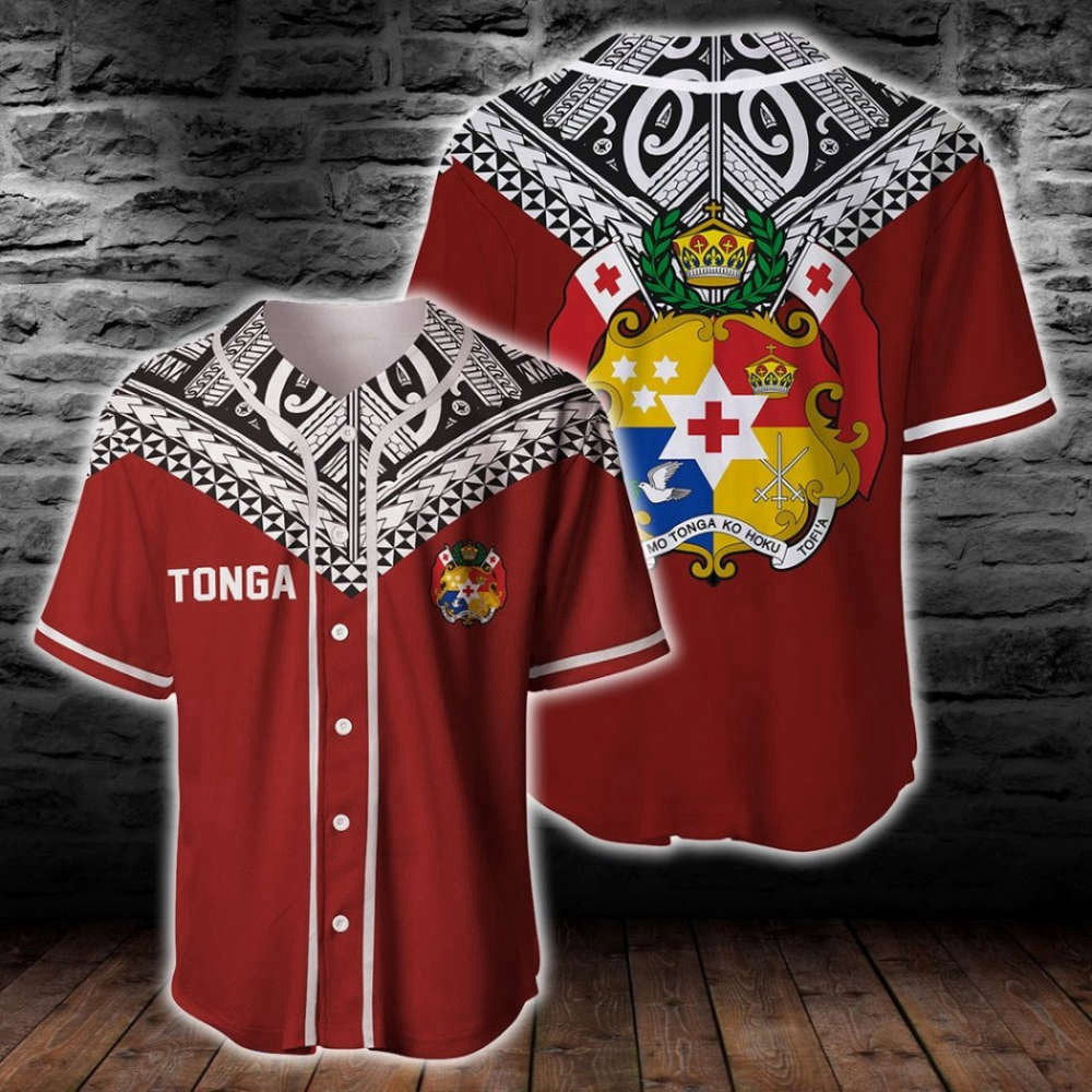 Tonga Polynesian Symbol Baseball Jersey: Authentic Design for Sports Enthusiasts baseball jersey product view 2