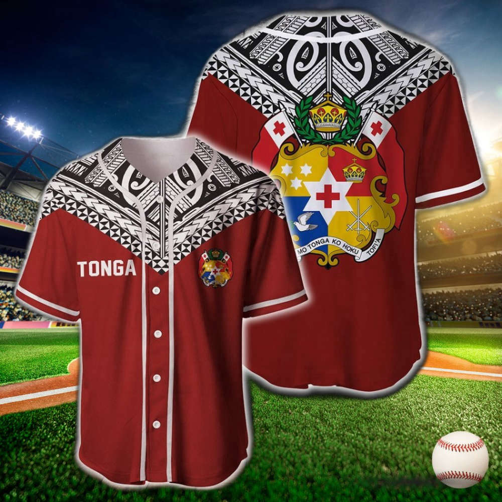 Tonga Polynesian Symbol Baseball Jersey: Authentic Design for Sports Enthusiasts baseball jersey product view 1
