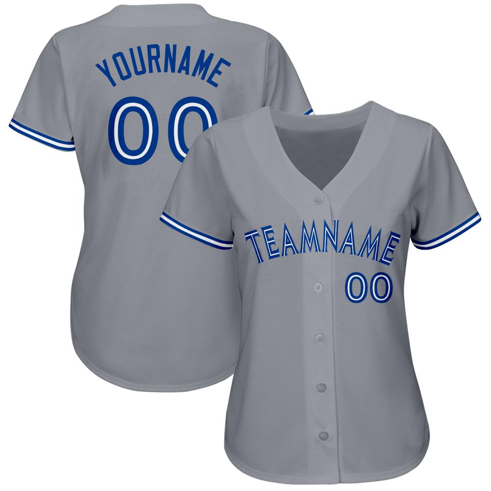 Custom Gray Royal-White Baseball Jersey baseball jersey product view 2