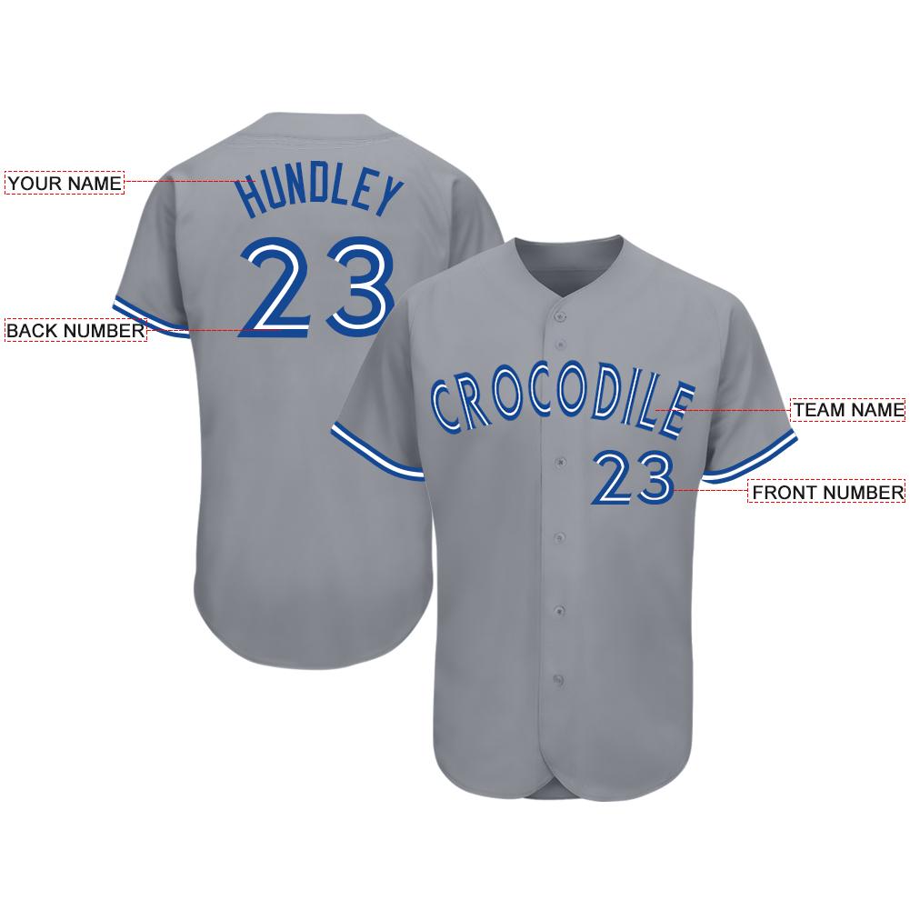 Custom Gray Royal-White Baseball Jersey baseball jersey product view 3
