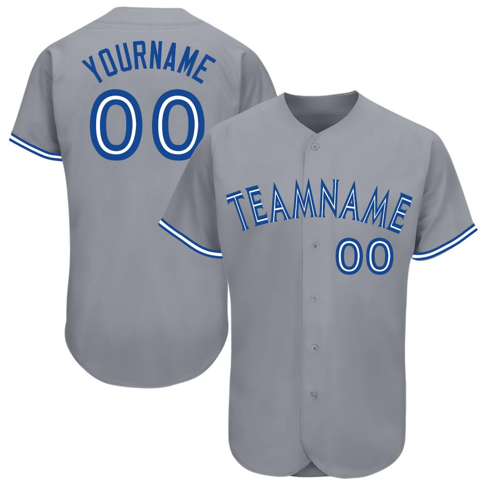 Custom Gray Royal-White Baseball Jersey baseball jersey product view 1