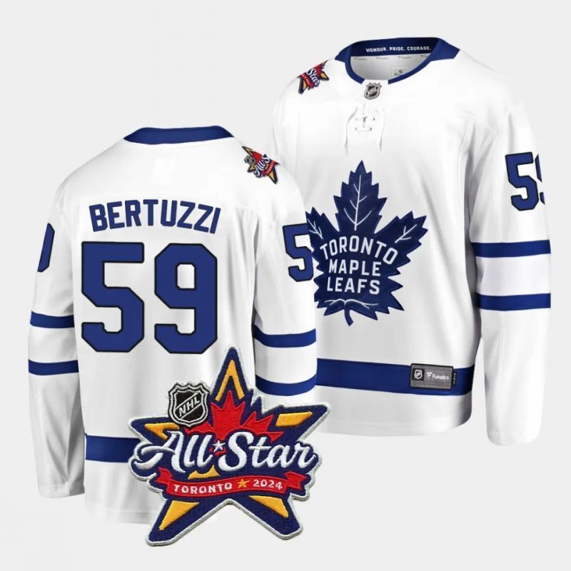 toronto maple leafs #59 tyler bertuzzi 2024 nhl all-star patch white away jersey Hockey Jersey hockey jersey product view 1