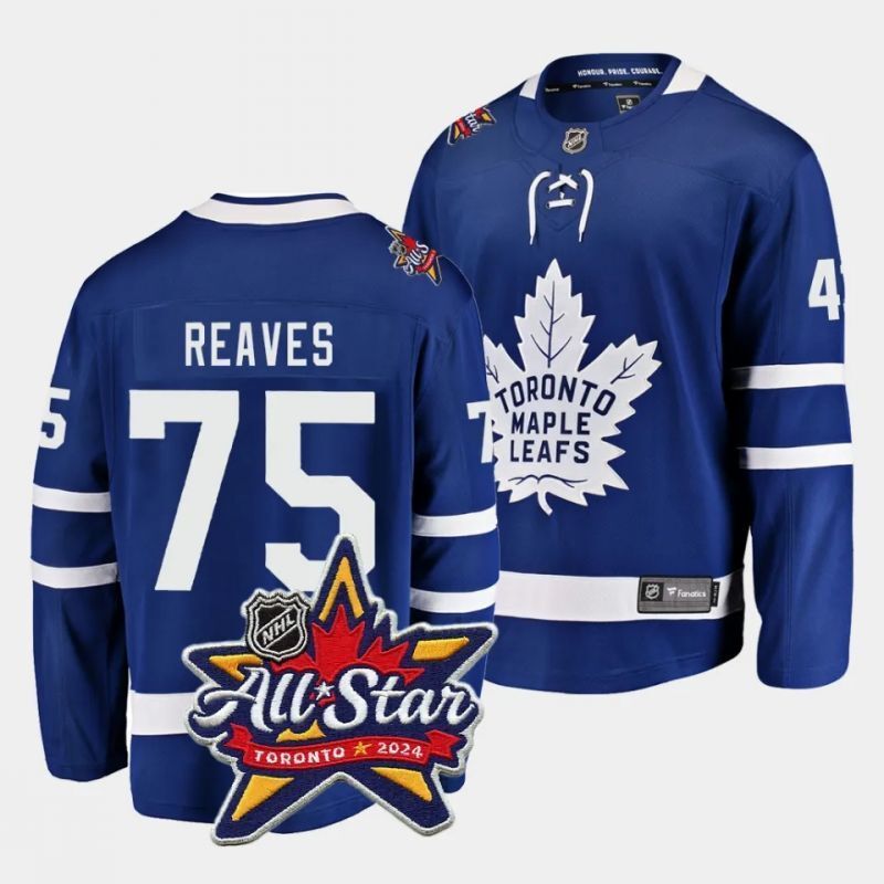 toronto maple leafs #75 ryan reaves 2024 nhl all-star patch royal blue jersey Hockey Jersey hockey jersey product view 1