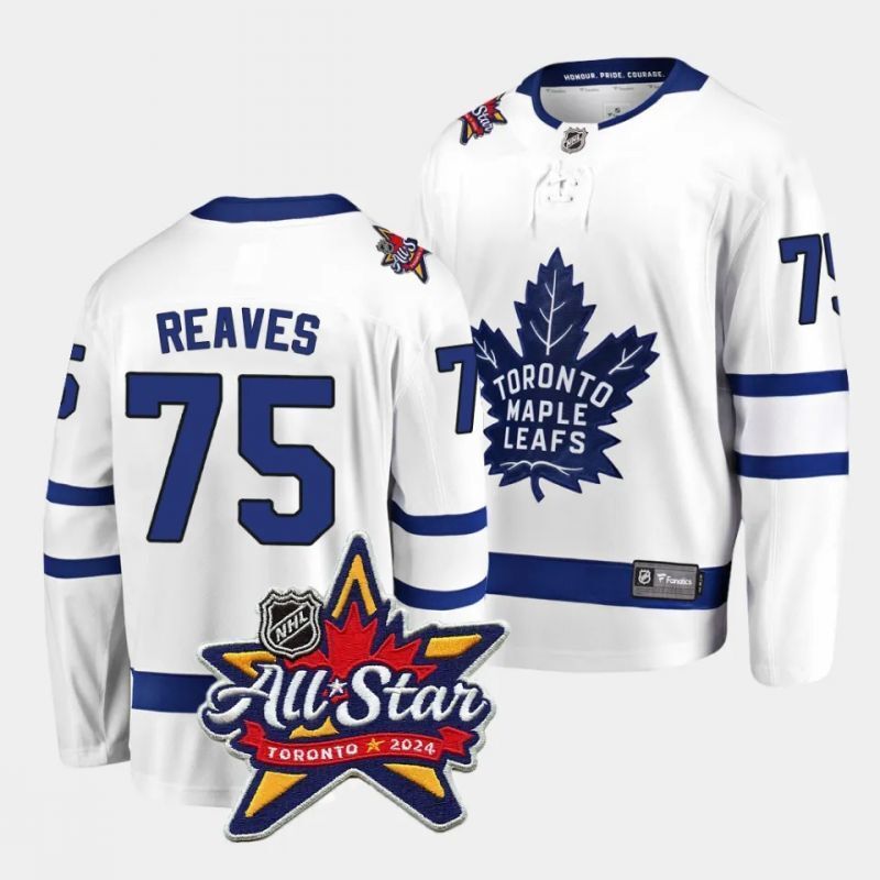 toronto maple leafs #75 ryan reaves 2024 nhl all-star patch white away jersey Hockey Jersey hockey jersey product view 1