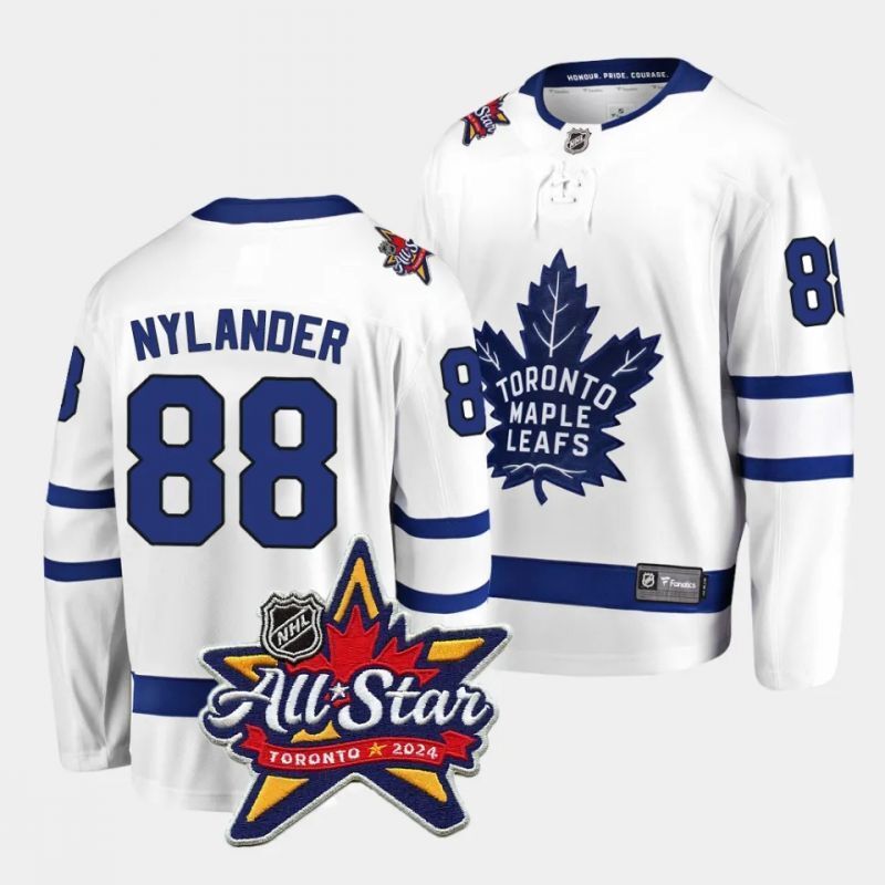 toronto maple leafs #88 william nylander 2024 nhl all-star patch white away jersey Hockey Jersey hockey jersey product view 1