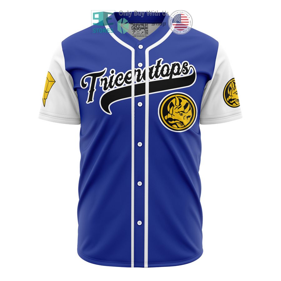 BEST Triceratops Blue Power Rangers Baseball Jersey baseball jersey product view 1