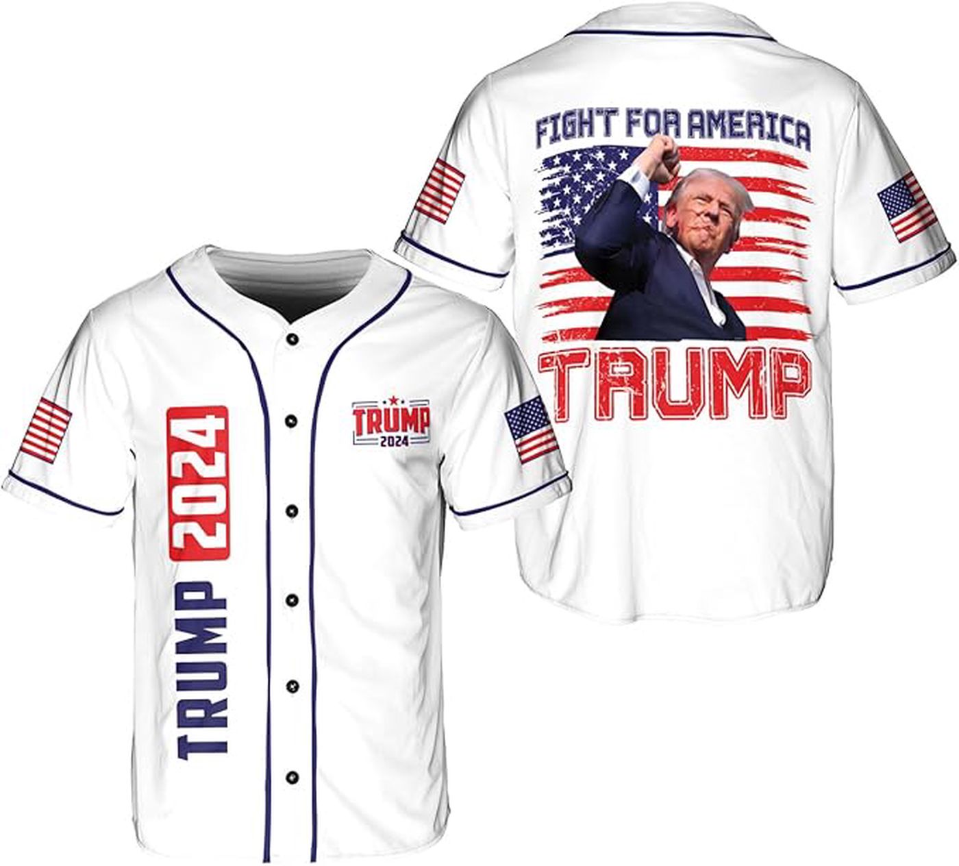 Trump Fight Baseball Jersey, Jersey Shirt For Winner 3 - Gift for Men Women - lylyprint.com baseball jersey product view 2