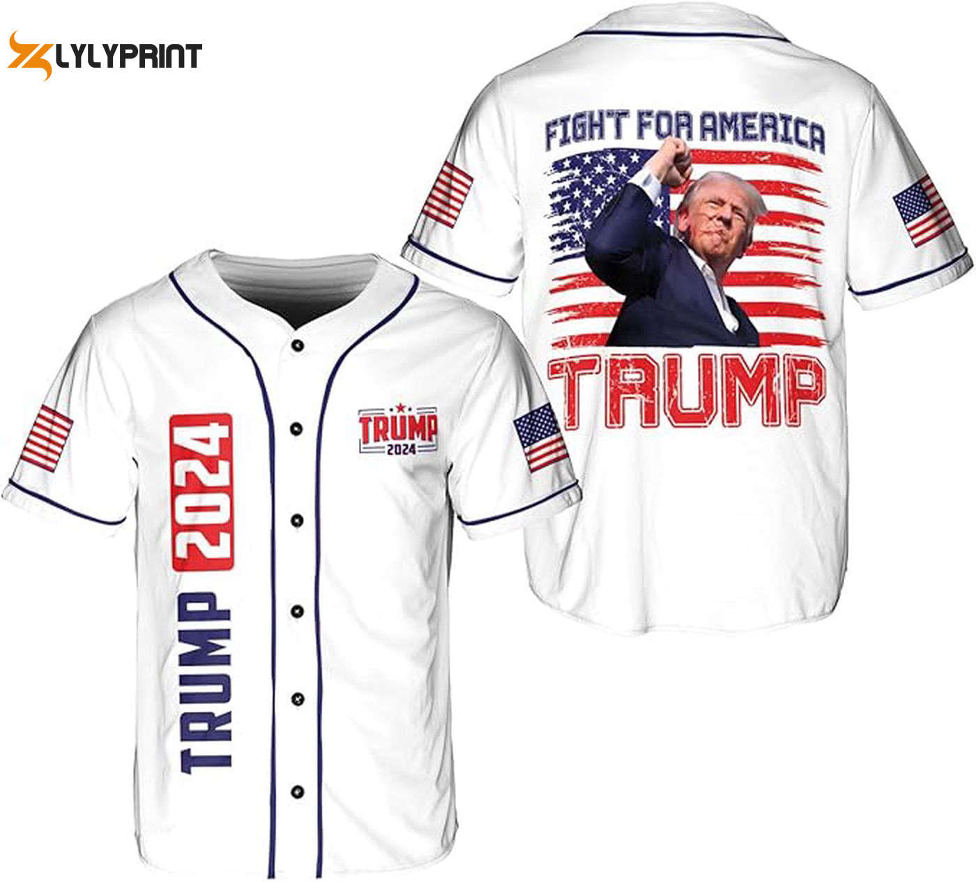 Trump Fight Baseball Jersey, Jersey Shirt For Winner 3 - Gift for Men Women - lylyprint.com baseball jersey product view 1