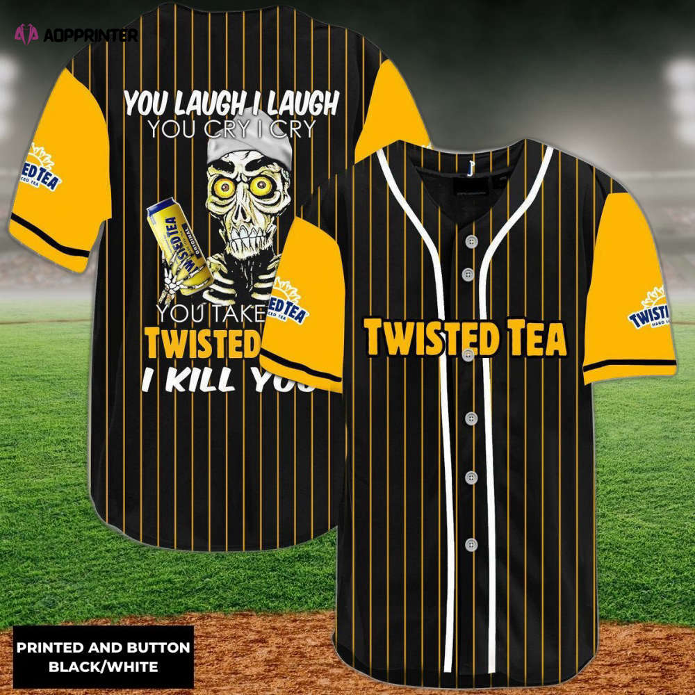 Twisted Tea Baseball Jersey: Laugh Cry Kill – Engaging Unique Design baseball jersey product view 1