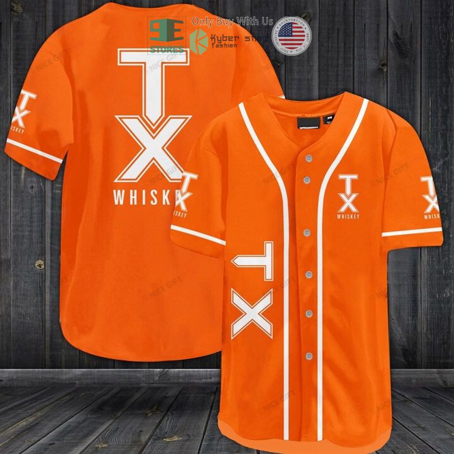 BEST TX Whiskeys logo orange Baseball Jersey baseball jersey product view 1
