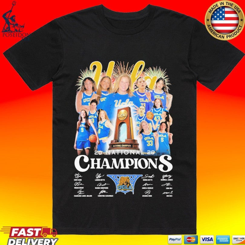 UCLA Bruins 2026 NCAA WBB National Champions Trophy Signatures Team T-shirt Unisex T-shirt, Sweatshirt, Hoodie, Long Sleeve Tee - T-Shirt, Sweatshirt, Hoodie