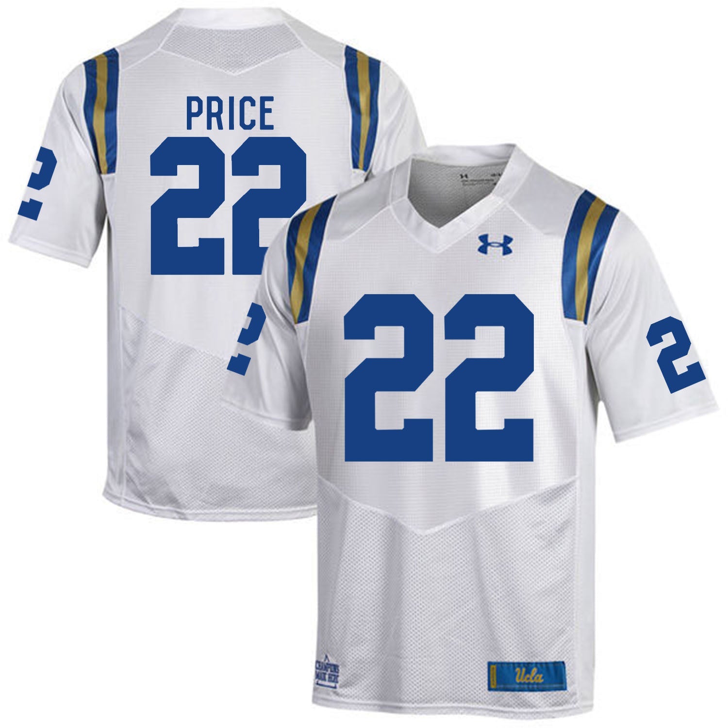 ucla bruins Sheldon Price 22 White College Football Jersey football jersey product view 1