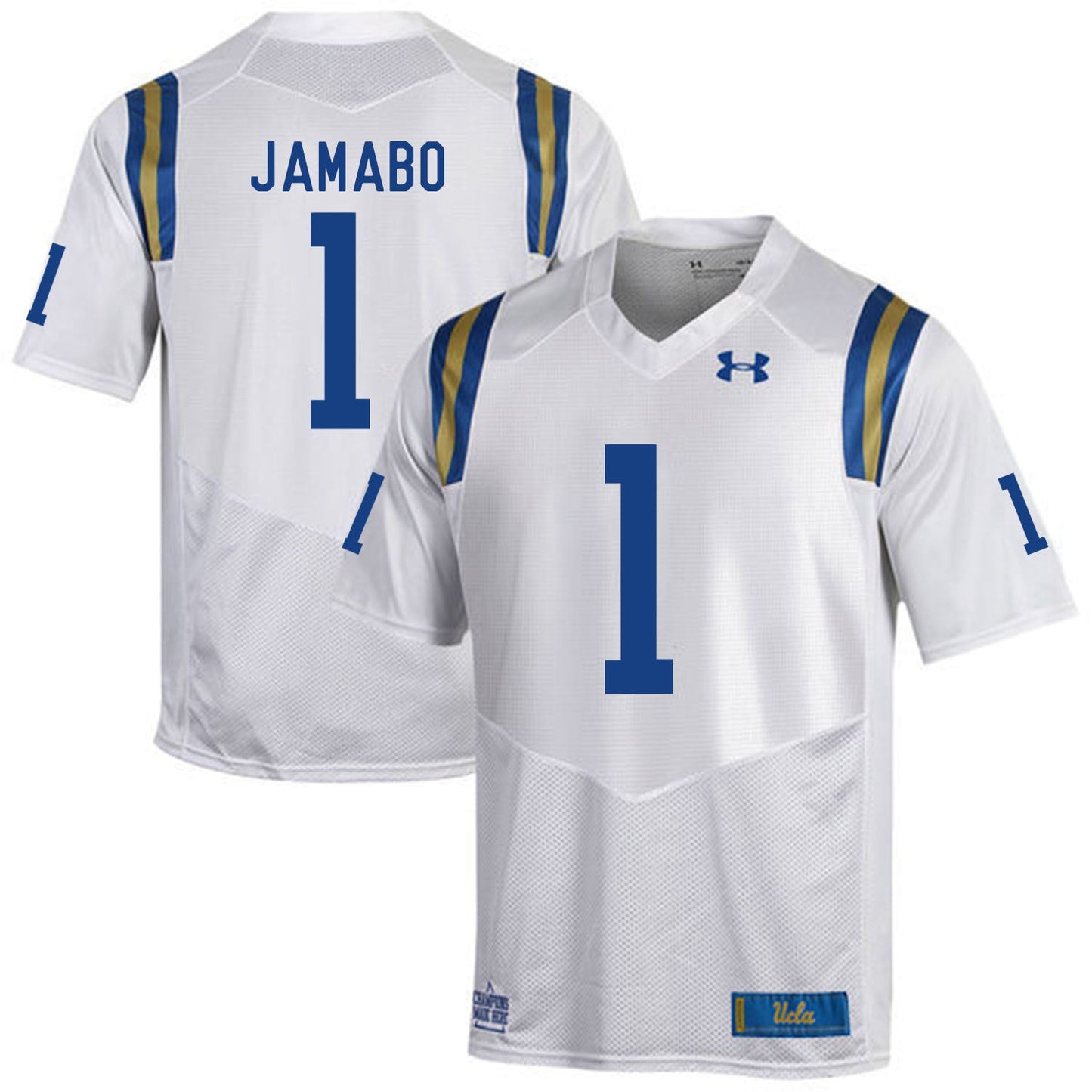 ucla bruins Soso Jamabo 1 White College Football Jersey football jersey product view 1