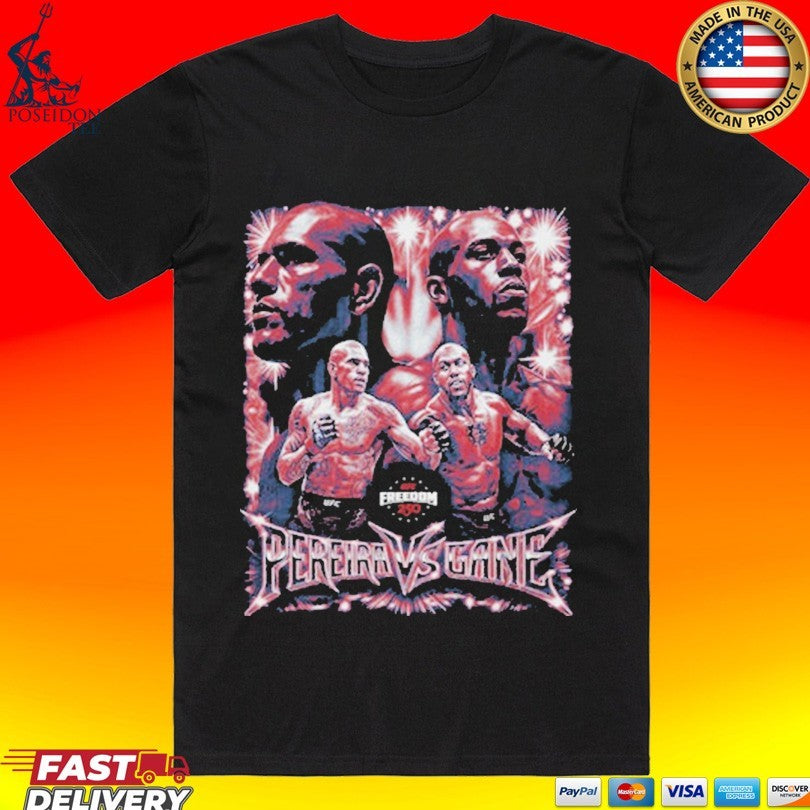 Ufc Freedom 250 Alex Pereira Vs. Ciryl Gane Vintage Grunge Wht T-shirt Unisex T-shirt, Sweatshirt, Hoodie, Long Sleeve Tee - T-Shirt, Sweatshirt, Hoodie