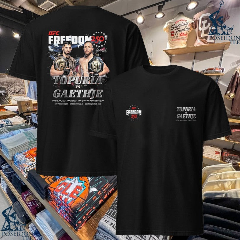Ufc Freedom 250 Topuria Vs Gaethje T-shirt Unisex T-shirt, Sweatshirt, Hoodie, Long Sleeve Tee - T-Shirt, Sweatshirt, Hoodie
