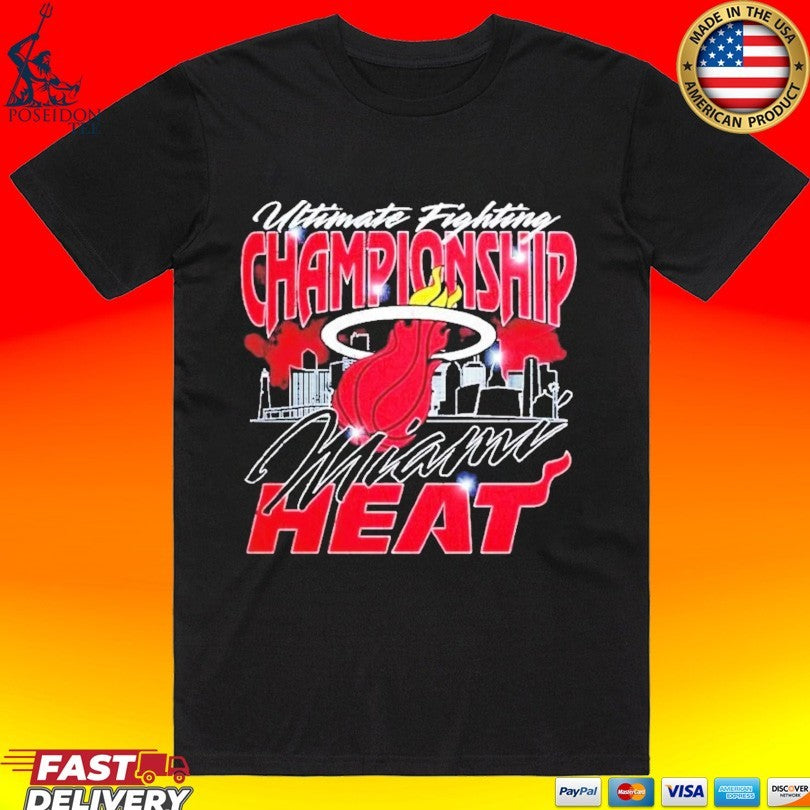 Ufc X Miami Heat Exclusive Event Merch Ufc 327 At Kaseya Center T-shirt Unisex T-shirt, Sweatshirt, Hoodie, Long Sleeve Tee - T-Shirt, Sweatshirt, Hoodie