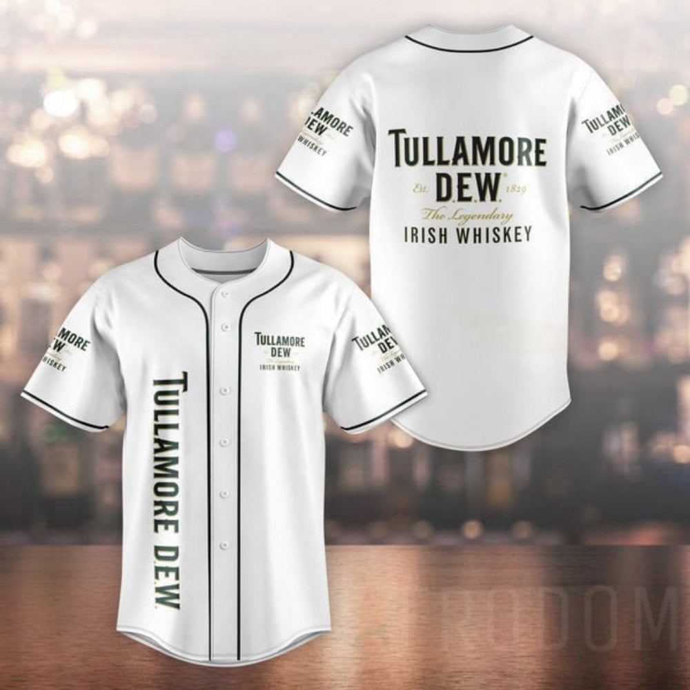 Unisex White Tullamore Dew Baseball Jersey - Aopprinter baseball jersey product view 2