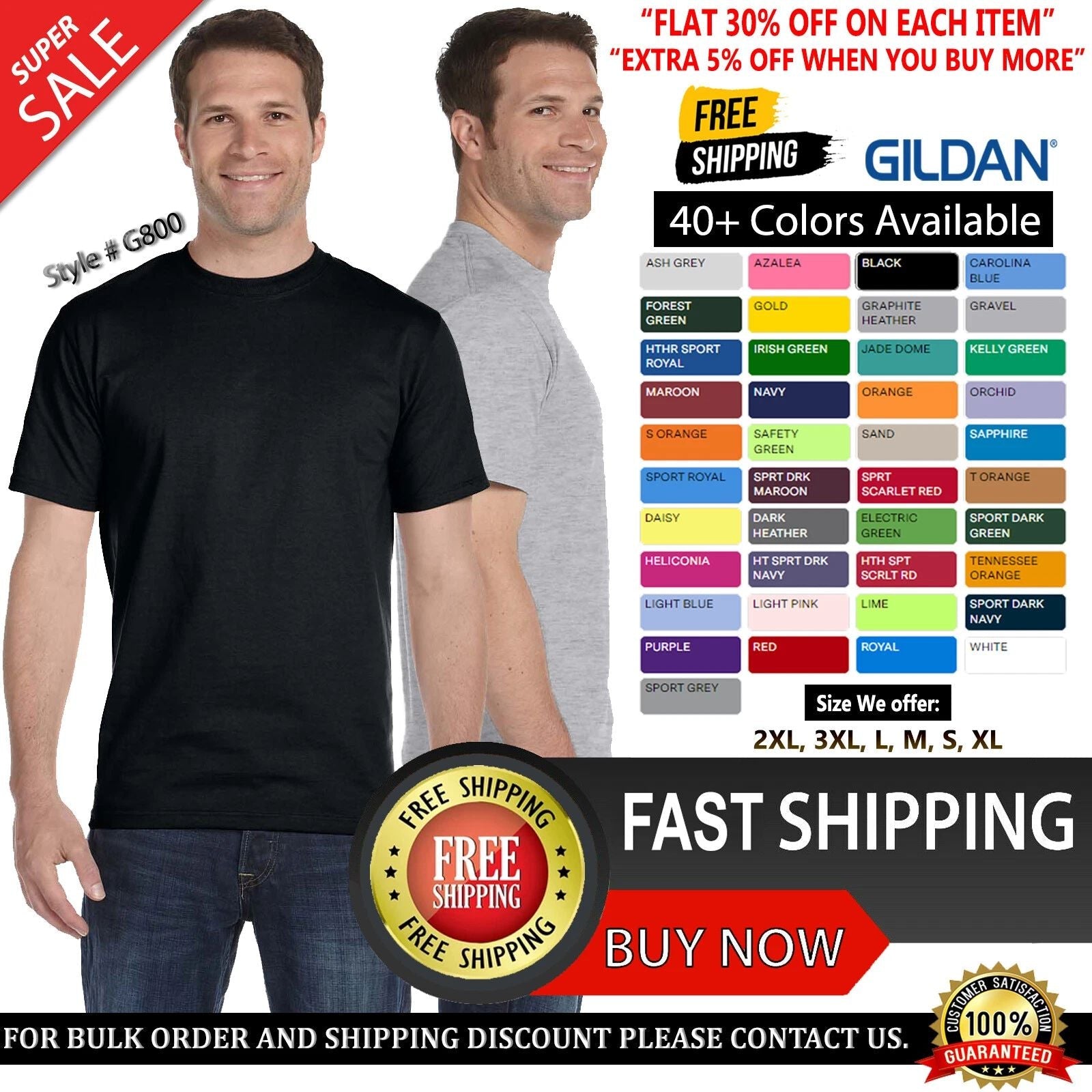 Gildan Mens 50/50 USA Cotton/Polyester Plain Short Sleeves T-Shirt G800 S-3XL Unisex T-shirt, Sweatshirt, Hoodie, Long Sleeve Tee - T-Shirt, Sweatshirt, Hoodie