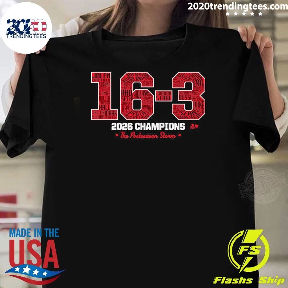 Carolina Hockey 16-3 2026 Champions The Postseason Storm Shirt Unisex T-shirt, Sweatshirt, Hoodie, Long Sleeve Tee - T-Shirt, Sweatshirt, Hoodie