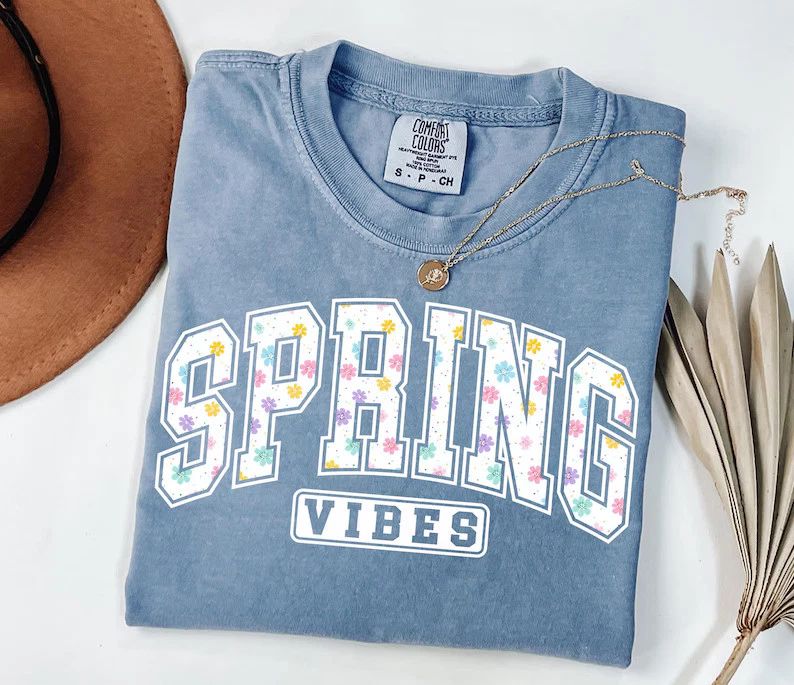 Comfort Tee Spring Vibes Floral Easter Preppy Aesthetic Spring Break Unisex T-shirt, Sweatshirt, Hoodie, Long Sleeve Tee - T-Shirt, Sweatshirt, Hoodie