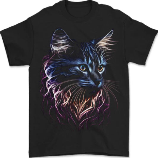 A Fantasy Cat With Cool Colours 1 Mens T-Shirt 100% Cotton Unisex T-shirt, Sweatshirt, Hoodie, Long Sleeve Tee - T-Shirt, Sweatshirt, Hoodie