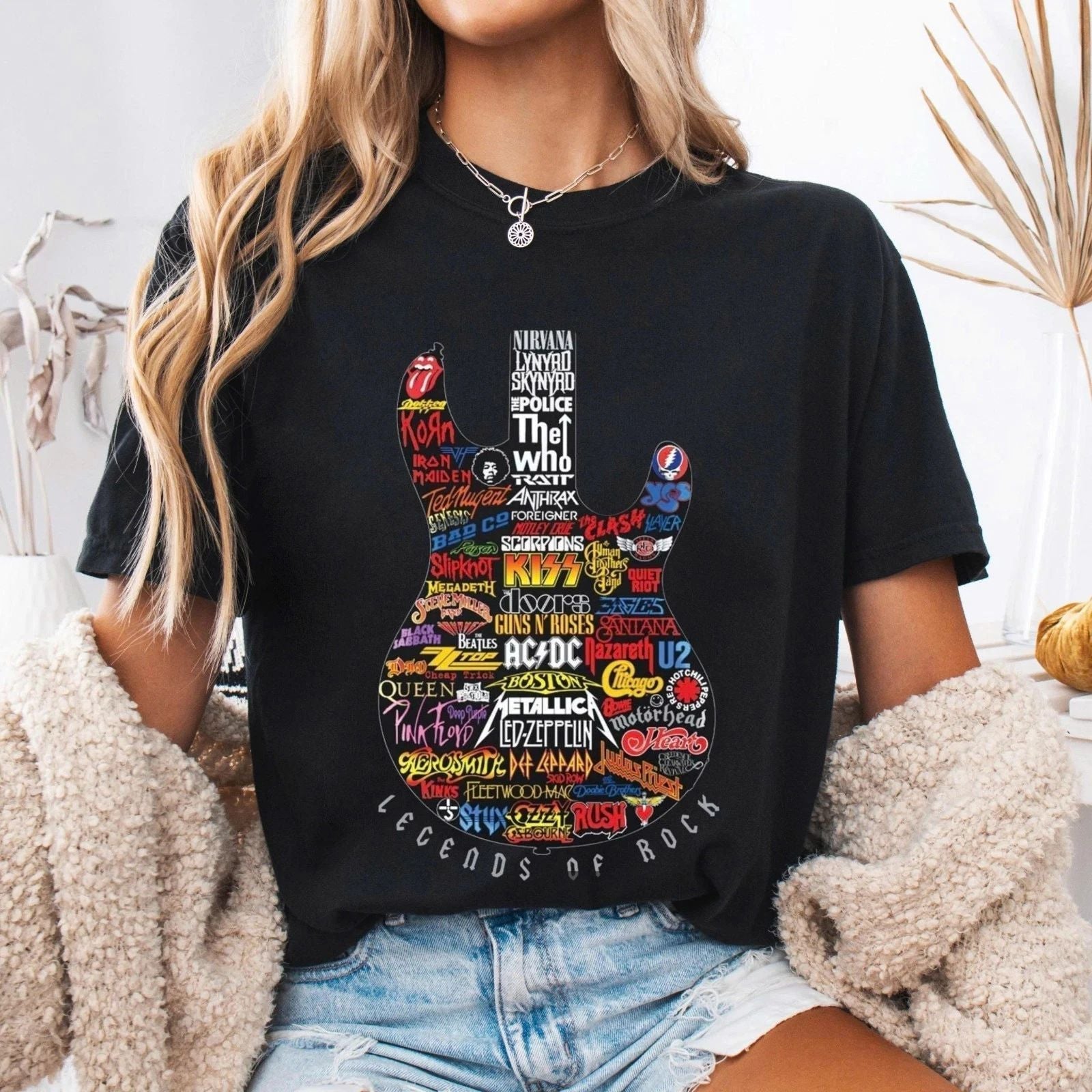 Legends of Rock T-shirt_ Vintage Guitar Graphic Tee for Music Lovers Unisex T-shirt, Sweatshirt, Hoodie, Long Sleeve Tee - T-Shirt, Sweatshirt, Hoodie