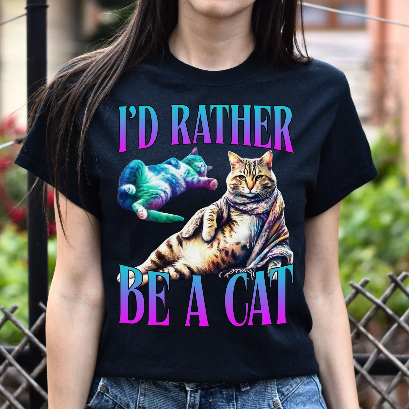 I'd rather be a cat T-Shirt funny cat lover meme Unisex tee Black Navy Dark Heat Unisex T-shirt, Sweatshirt, Hoodie, Long Sleeve Tee - T-Shirt, Sweatshirt, Hoodie