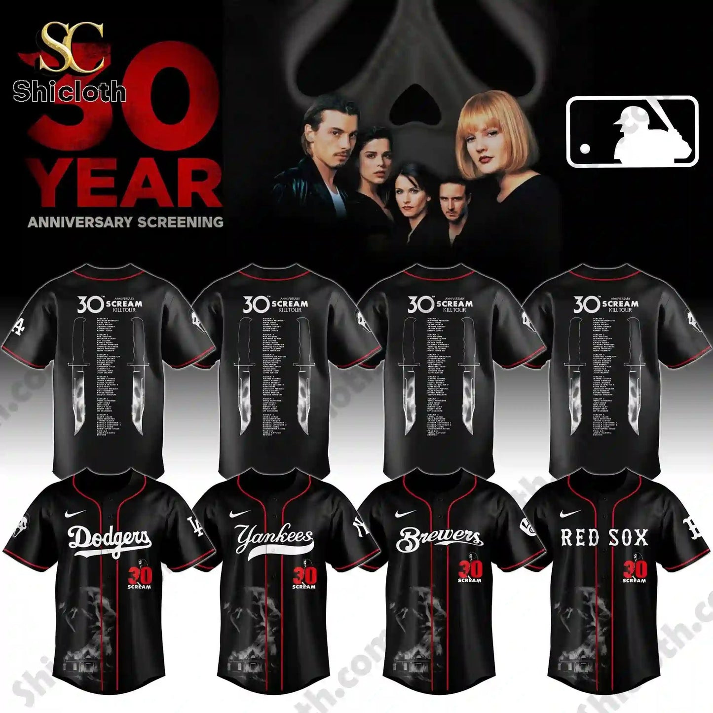 ALL TEAM MLB x Scream Kill Tour 30 Year Memory Jersey baseball jersey product view 2
