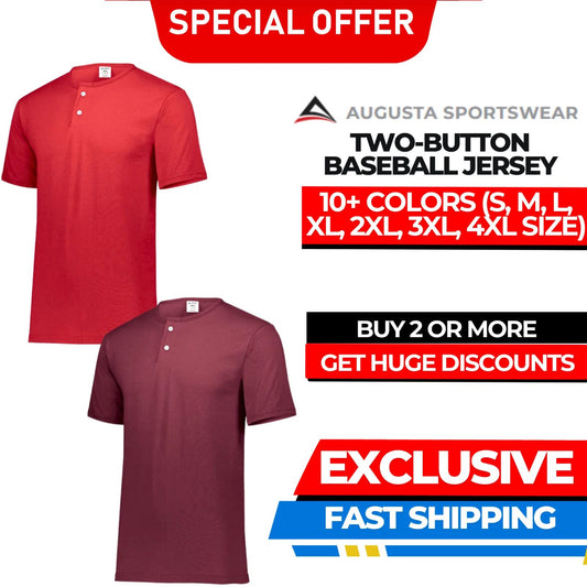Augusta Sportswear 580 Mens 50% Poly 50% Cotton Two-Button Baseball Jersey Unisex T-shirt, Sweatshirt, Hoodie, Long Sleeve Tee - T-Shirt, Sweatshirt, Hoodie