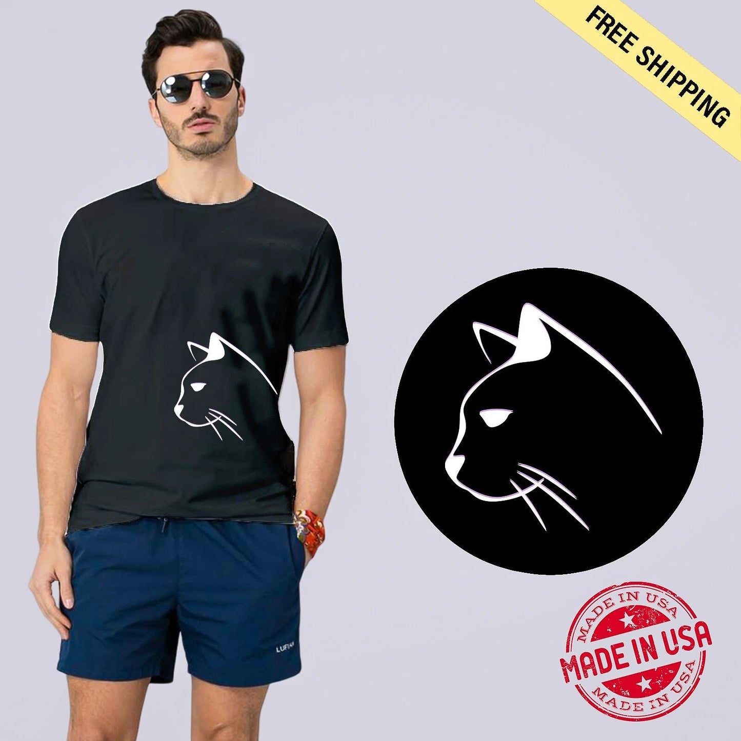 Cat Face Men's Funny T-Shirts Sarcastic Cat Lover Pet Summer USA Casual Tee Unisex T-shirt, Sweatshirt, Hoodie, Long Sleeve Tee - T-Shirt, Sweatshirt, Hoodie
