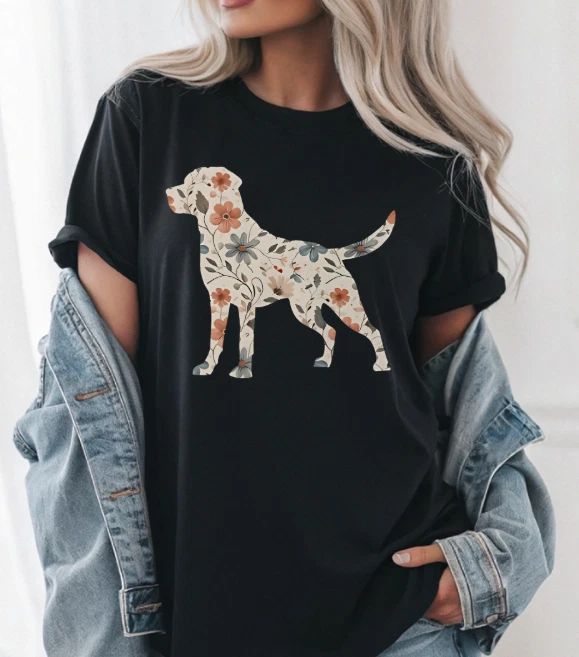 Floral Labrador Retriever Shirt, Dog Mom Tee, Boho Gift for Dog Lovers, Size All Unisex T-shirt, Sweatshirt, Hoodie, Long Sleeve Tee - T-Shirt, Sweatshirt, Hoodie