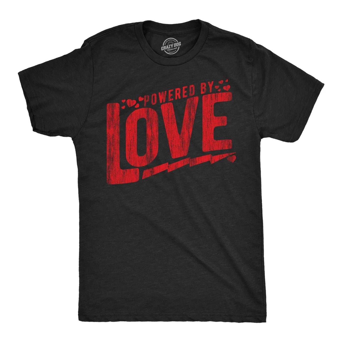 Mens Powered By Love Funny T Shirts Cute Valentines Day Graphic Tee for Men Unisex T-shirt, Sweatshirt, Hoodie, Long Sleeve Tee - T-Shirt, Sweatshirt, Hoodie