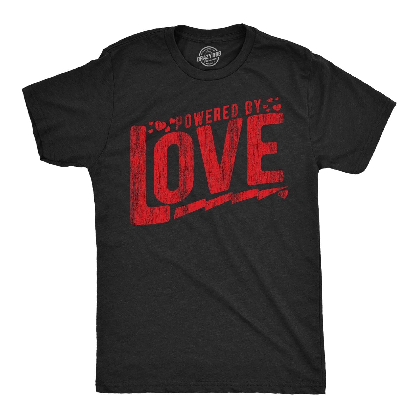 Mens Powered By Love Funny T Shirts Cute Valentines Day Graphic Tee for Men Unisex T-shirt, Sweatshirt, Hoodie, Long Sleeve Tee - T-Shirt, Sweatshirt, Hoodie