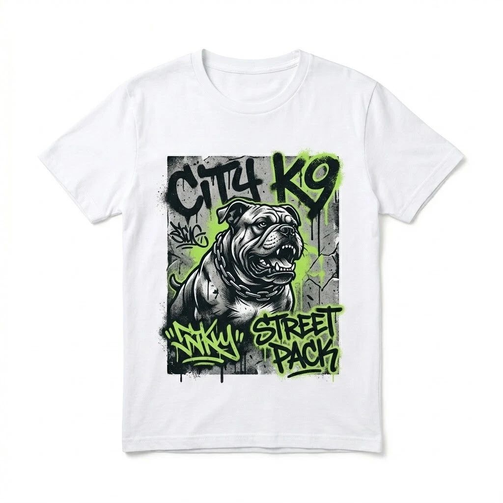 City K9 Street Pack T-Shirt Urban Graffiti Bulldog Graphic Tee Mens Black Unisex T-shirt, Sweatshirt, Hoodie, Long Sleeve Tee - T-Shirt, Sweatshirt, Hoodie